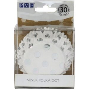 PME Foil Lined Baking Cups Silver Polka Dot pk/30