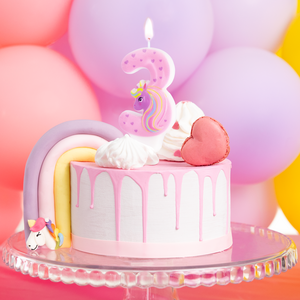 Unicorn cake candle number 3