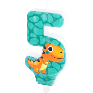Dinosaurs-kakku kynttilä numero 5