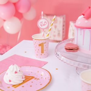 Pink mug with gold stars Year old 220ml 6 pcs.
