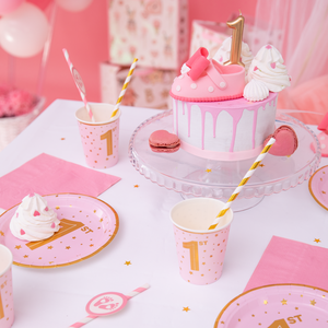 Pink mug with gold stars Year old 220ml 6 pcs.