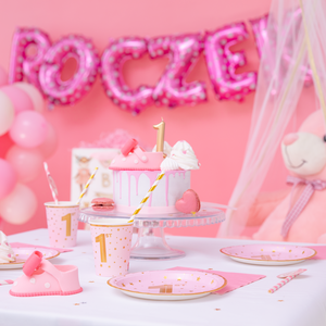 Pink mug with gold stars Year old 220ml 6 pcs.