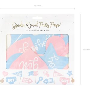 Kuvausrekvisiitta sukupuolenpaljastusjuhlat, gender reveal, 11 kpl/pkt