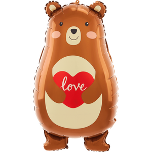 Teddy bear balloon with love heart, 48x79cm