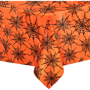 Halloween tablecloth with cobwebs orange and black 137x274cm