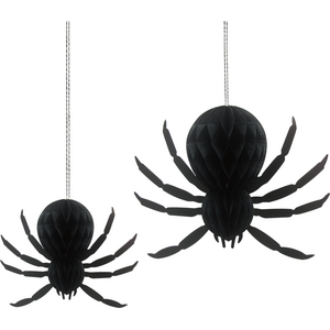 Halloween hanging decorations Honeycomb spiders, black, 2 pcs.