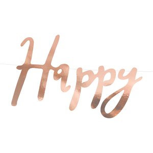 Banner Happy Birthday, rose gold, 16.5x62cm