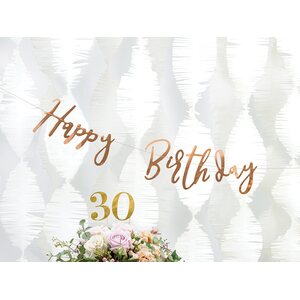Banner Happy Birthday, rose gold, 16.5x62cm