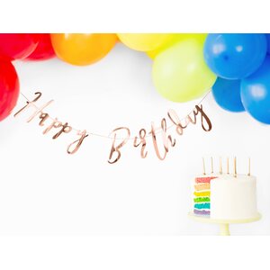 Banner Happy Birthday, rose gold, 16.5x62cm