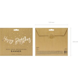 Banner Happy Birthday, rose gold, 16.5x62cm