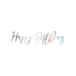 Banner Happy Birthday, iridescent, 16.5x62cm