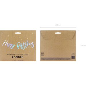 Banner Happy Birthday, iridescent, 16.5x62cm