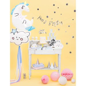 Banner Happy Birthday, silver, 16.5x62cm