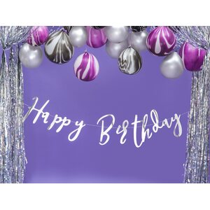 Banner Happy Birthday, silver, 16.5x62cm