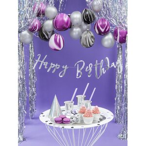 Banner Happy Birthday, silver, 16.5x62cm