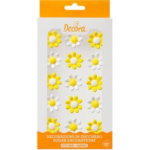 Decora 15 DAISIES YELLOW AND WHITE SUGAR DECORATIONS