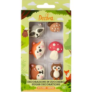 Decora 6 WOOD ANIMALS SUGAR DECORATIONS