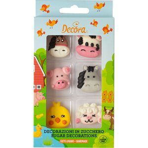 Decora 6 PCS SUGAR DECORATIONS FARM ANIMALS