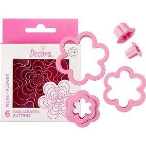 Decora FLOWER COOKIE CUTTERS SET OF 6 PCS 1,5 2,5 3,5 5 6,5 8 H 2,2