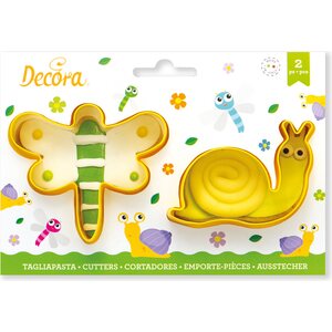 Decora DRAGONFLY AND SNAIL PLASTIC COOKIE CUTTERS SET OF 2