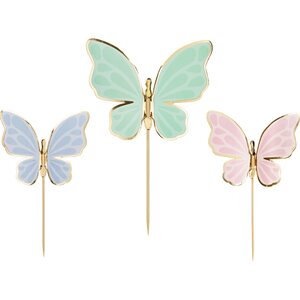 Cake toppers Butterflies, 9 x 6.5 cm, mix 1pkt/9pc