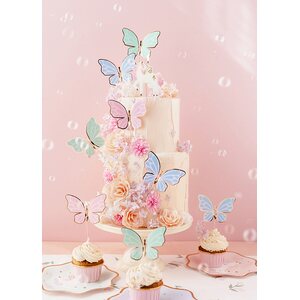 Cake toppers Butterflies, 9 x 6.5 cm, mix 1pkt/9pc