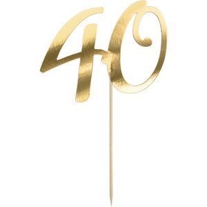 Cake topper ''40'', gold, 20.5cm