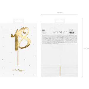Cake topper ''18'', gold, 20.5cm