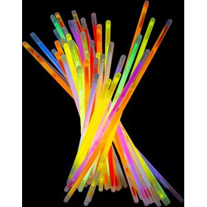Fluorescent glow sticks, mix of colours, 20 cm, including connectors 1pkt/100pc.