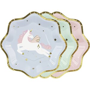 Unicorn plates, mix, 18x18 cm 1pkt/6pc
