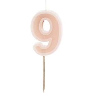 Birthday candle Number 9, dusty rose, 6 cm