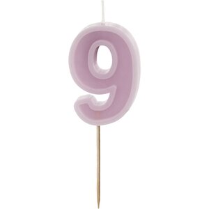 Birthday candle Number 9, violet, 6 cm