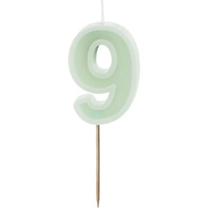 Birthday candle Number 9, green, 6 cm