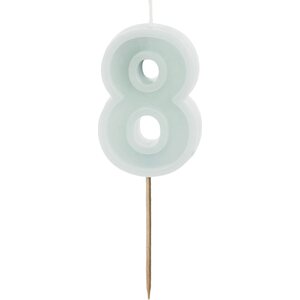 Birthday candle Number 8, light mint, 6 cm