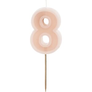 Birthday candle Number 8, dusty rose, 6 cm