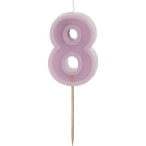 Birthday candle Number 8, violet, 6 cm