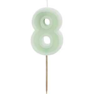 Birthday candle Number 8, green, 6 cm