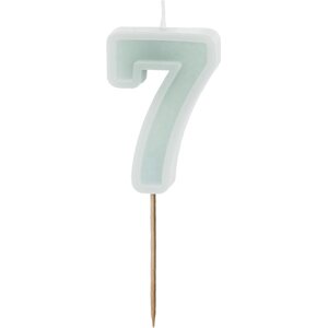 Birthday candle Number 7, light mint, 6 cm