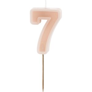 Birthday candle Number 7, dusty rose, 6 cm