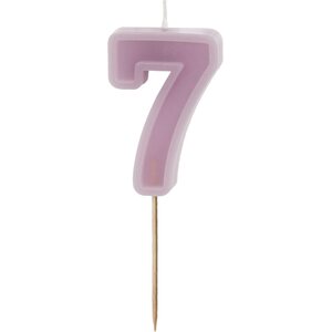 Birthday candle Number 7, violet, 6 cm