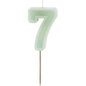 Birthday candle Number 7, green, 6 cm