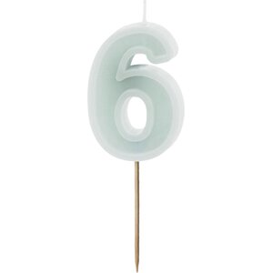 Birthday candle Number 6, light mint, 6 cm