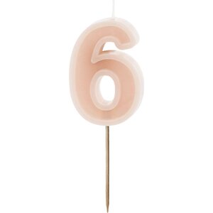 Birthday candle Number 6, dusty rose, 6 cm