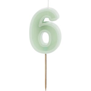 Birthday candle Number 6, green, 6 cm