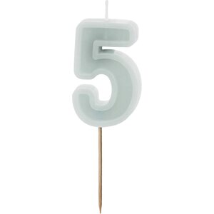 Birthday candle Number 5, light mint, 6 cm