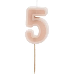 Birthday candle Number 5, dusty rose, 6 cm