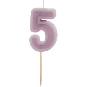 Birthday candle Number 5, violet, 6 cm