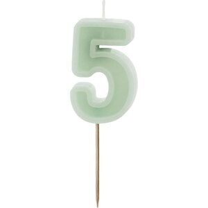 Birthday candle Number 5, green, 6 cm