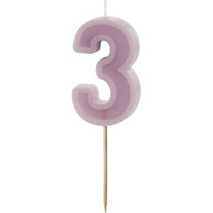 Birthday candle Number 3, violet, 6 cm