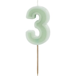 Birthday candle Number 3, green, 6 cm